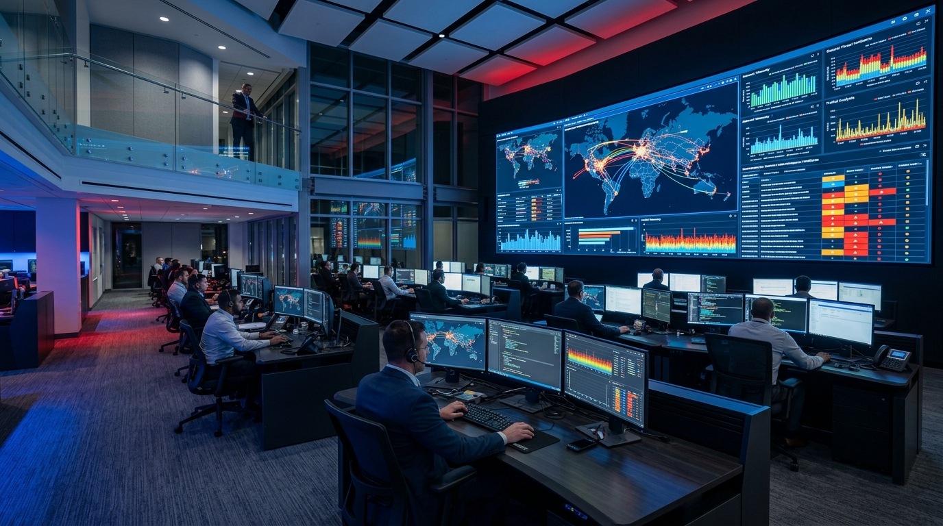 Cyber Defense Center Monitoring Enterprise Infrastructure